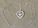 Vintage 1940s WWII Army Air Corps Clear Heart Necklace
