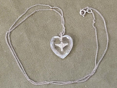 Vintage 1940s WWII Army Air Corps Clear Heart Necklace