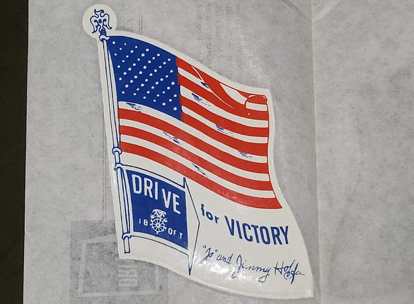 Vintage 1940s WWII Drive for Victory Decal