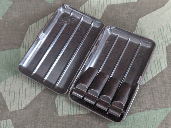 Vintage 1940s WWII German Carl Müller Bakelite Cigar Case with Clips