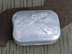 Vintage 1940s WWII German Für die Reise Aluminum Soap Case