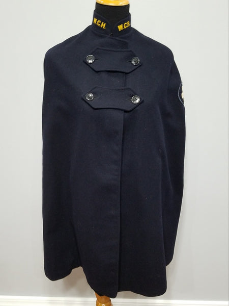 Vintage 1940s WWII Navy Blue Nurse's Cape Uniform W.C.H.