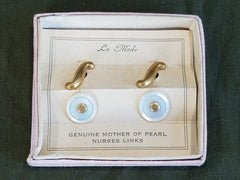 Vintage 1940s WWII Nurse Cufflinks in Box Cuff Links