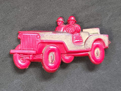 Vintage 1940s WWII Red and Gold US Jeep Pin