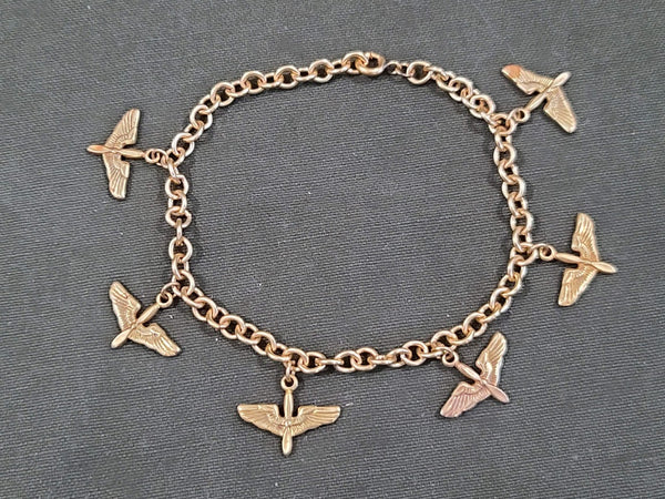 Vintage 1940s WWII Sweetheart Army Air Corps Charm Bracelet