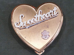 Vintage 1940s WWII US Army Rhinestone Sweetheart Compact