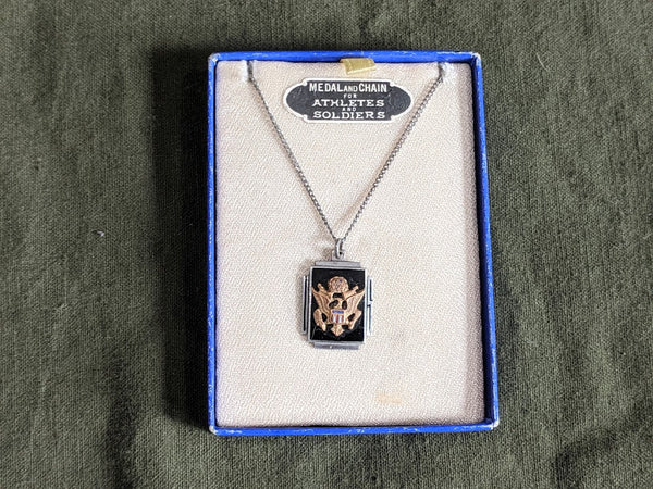 Vintage 1940s WWII US Army Sweetheart Necklace in Box Sterling
