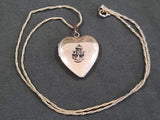 Vintage 1940s WWII US Navy Heart Locket Necklace USN