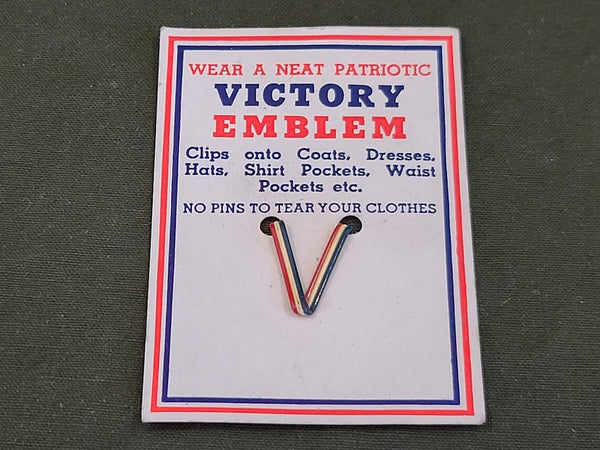 Vintage 1940s WWII Victory Emblem on Card