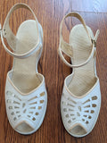 Vintage 1940s White Peep-Toe Sandals Shoes