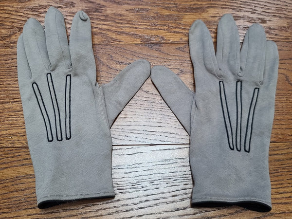 Vintage 1940s Women's Tan Gray Gloves with Black Trim