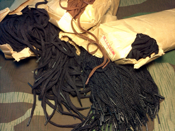 Vintage German 1930s 1940s Black Brown Shoe Laces 60cm