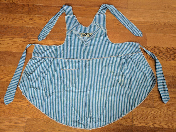 Vintage German 1930s / 1940s Blue Stripe Apron