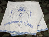 Vintage German "Alle Morgen Ohne Sorgen" Linen Table Runner