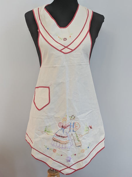 Vintage German Apron with Traditional Embroidery