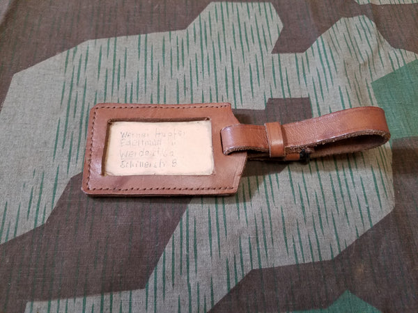 Vintage German Brown Leather Luggage Tag