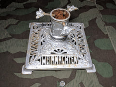 Vintage German Christmas Tree Stand Silver Fröhliche Weihnachten