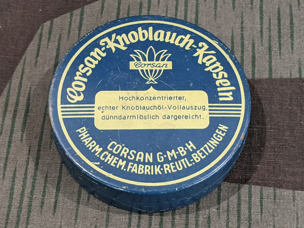 Vintage German Corsan-Knoblauch-Kapseln Tin Garlic Capsules