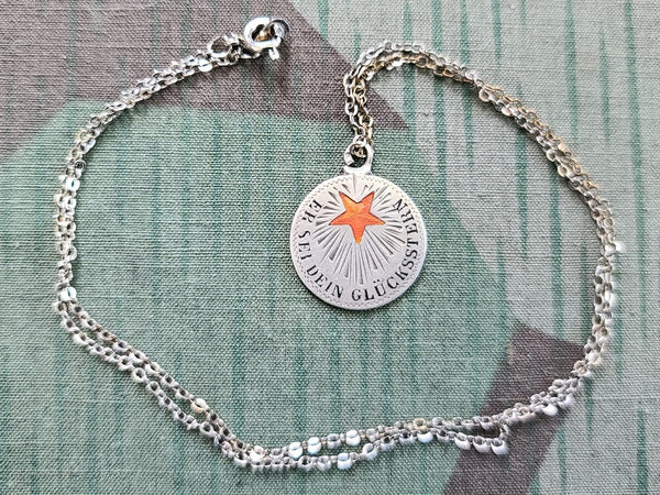 Vintage German "Er Sei Dein Glücksstern" Lucky Star Necklace