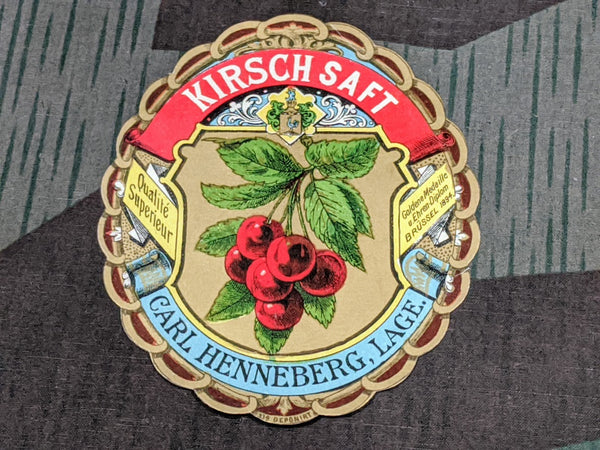 Vintage German Kirschsaft Cherry Drink Label NOS