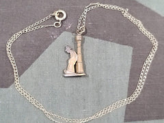 Vintage German Man Leaning on Lamp Post Necklace