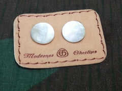 Vintage German Mother of Pearl Clip-On Earrings on Card