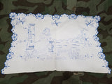 Vintage German "Nun ist er hinaus in die weite Welt" Embroidered Cloth