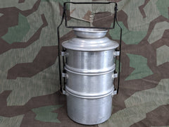 Vintage German Stacking Aluminum Pots with Metal Handle