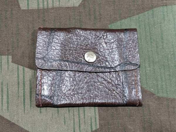 Vintage German WWII-era Brown Leather Coin Purse Pouch