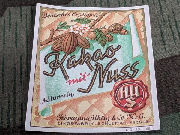Vintage German WWII-era Kakao mit Nuss Liquor Label