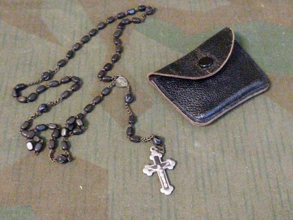 Vintage Germany Marked Rosary in Pouch