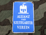 Vintage Pre-WWII German Enamel Allianz Insurance Sign