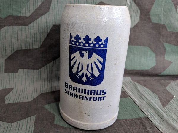 Vintage WWII-era German 1L Brauhaus Schweinfurt Krug Beer Stein