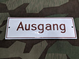 Vintage WWII-era German Ausgang (Exit) Enamel Sign