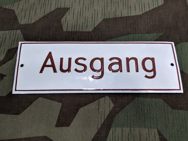 Vintage WWII-era German Ausgang (Exit) Enamel Sign