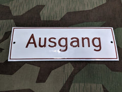 Vintage WWII-era German Ausgang (Exit) Enamel Sign