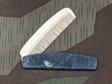 Vintage WWII-era German Blue White Celluloid Folding Comb