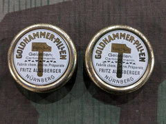 Vintage WWII-era German Goldhammer Pillen Carbobismenth Pill Tin Set