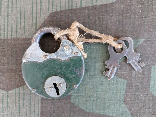 Vintage WWII-era German Green Lock with 2 Keys