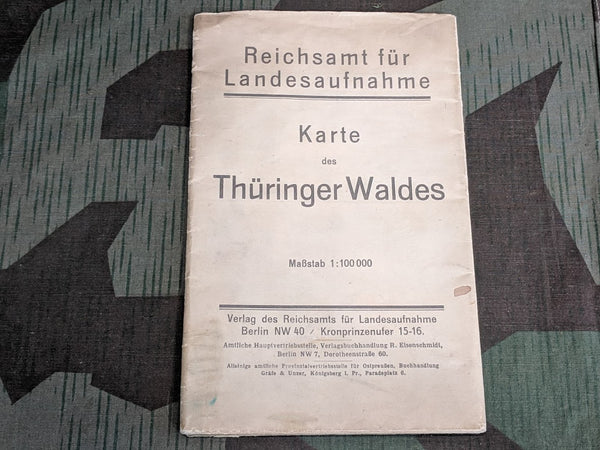 Vintage WWII-era German Hiking Map of the Thüringer Waldes