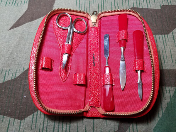 Vintage WWII-era German Red Travel Hygiene Kit