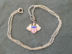 Vintage WWII 1940s Patriotic USA Eagle Necklace Sweetheart Homefront