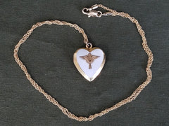 Vintage WWII Army Air Corps Heart Locket Sweetheart Necklace