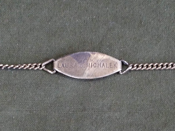 Vintage WWII Laura B. Michalek ID Bracelet Nurse ANC