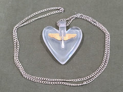 Vintage WWII Lucite Heart Necklace with Air Army Corps Logo