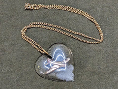 Vintage WWII Lucite North American T-6 Texan Airplane Heart Necklace