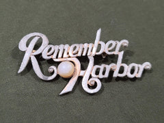 Vintage WWII Remember Pearl Harbor Pin with Faux Pearl