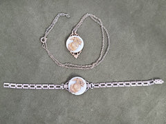 Vintage WWII Sweetheart Marine Corps Necklace and Bracelet Set Sterling