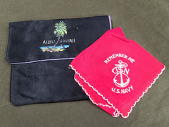Vintage WWII US Navy Hankie & Hawaii Holder