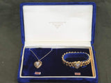 Vintage WWII US Navy Sweetheart Locket Necklace & Bracelet Set USN